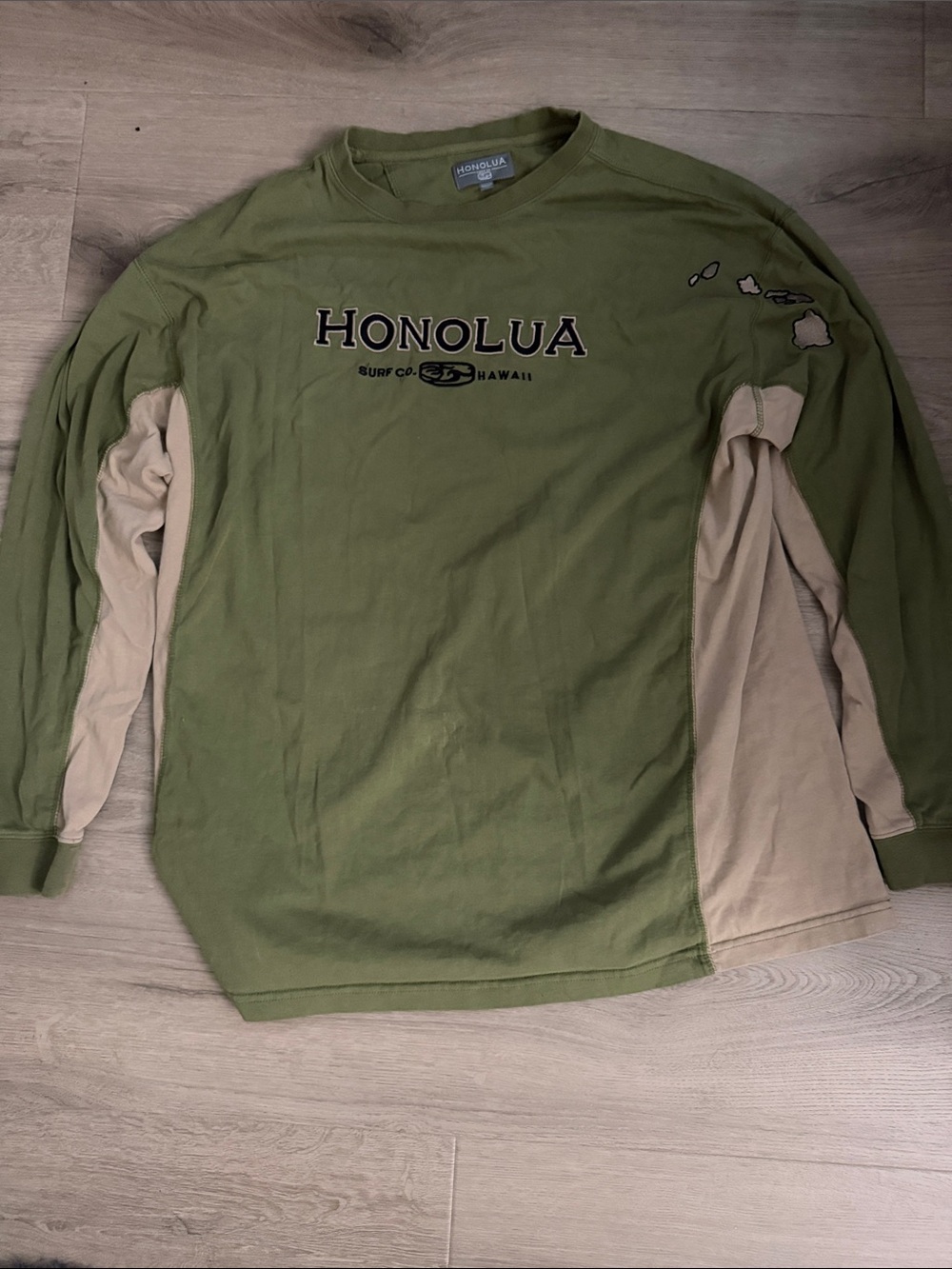Two-Tone Long Sleeve Shirt in Olive & Cream